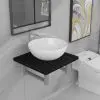 vidaXL Two Piece Bathroom Furniture Set Ceramic Black