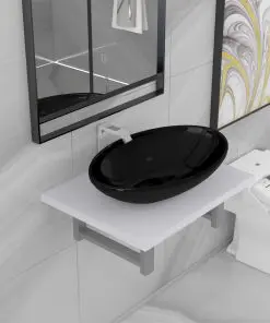 vidaXL Two Piece Bathroom Furniture Set Ceramic White
