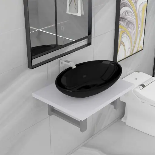 vidaXL Two Piece Bathroom Furniture Set Ceramic White