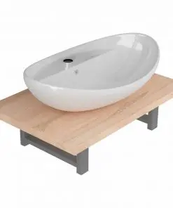 vidaXL Two Piece Bathroom Furniture Set Ceramic Oak