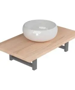 vidaXL Two Piece Bathroom Furniture Set Ceramic Oak