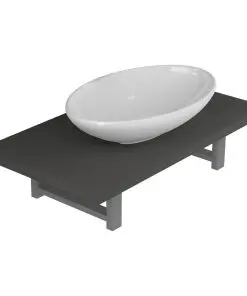 vidaXL Two Piece Bathroom Furniture Set Ceramic Grey