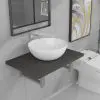 vidaXL Two Piece Bathroom Furniture Set Ceramic Grey vidaXL Two Piece Bathroom Furniture Set Ceramic Grey