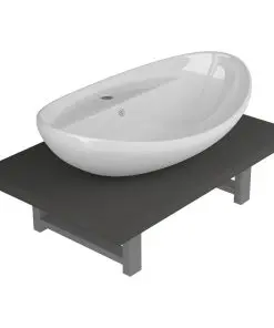 vidaXL Two Piece Bathroom Furniture Set Ceramic Grey