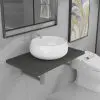 vidaXL Two Piece Bathroom Furniture Set Ceramic Grey vidaXL Two Piece Bathroom Furniture Set Ceramic Grey