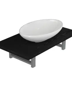 vidaXL Two Piece Bathroom Furniture Set Ceramic Black