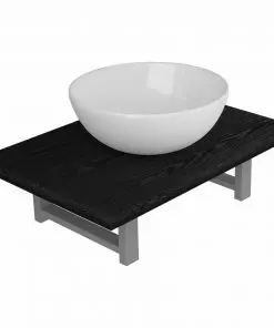 vidaXL Two Piece Bathroom Furniture Set Ceramic Black