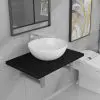 vidaXL Two Piece Bathroom Furniture Set Ceramic Black vidaXL Two Piece Bathroom Furniture Set Ceramic Black