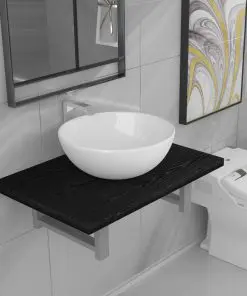 vidaXL Two Piece Bathroom Furniture Set Ceramic Black