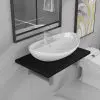vidaXL Two Piece Bathroom Furniture Set Ceramic Black