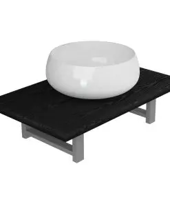 vidaXL Two Piece Bathroom Furniture Set Ceramic Black