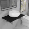 vidaXL Two Piece Bathroom Furniture Set Ceramic Black vidaXL Two Piece Bathroom Furniture Set Ceramic Black
