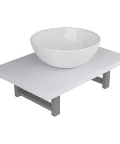 vidaXL Two Piece Bathroom Furniture Set Ceramic White