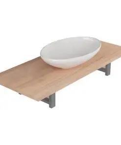 vidaXL Two Piece Bathroom Furniture Set Ceramic Oak