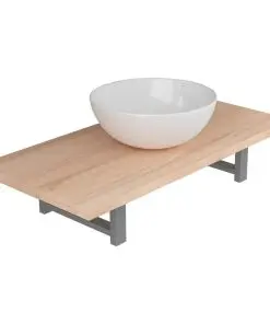 vidaXL Two Piece Bathroom Furniture Set Ceramic Oak