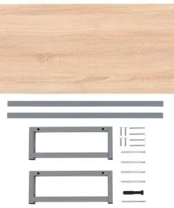 vidaXL Two Piece Bathroom Furniture Set Ceramic Oak