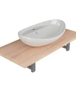 vidaXL Two Piece Bathroom Furniture Set Ceramic Oak