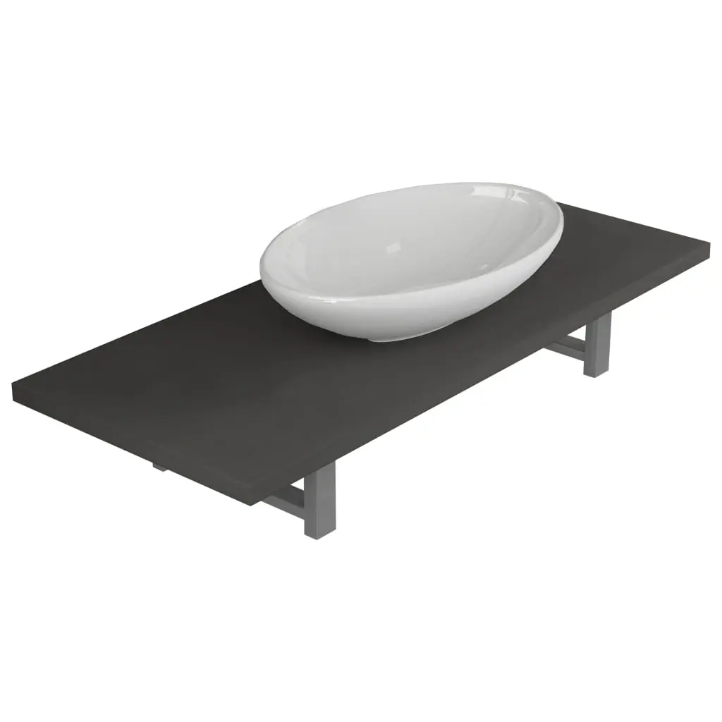 vidaXL Two Piece Bathroom Furniture Set Ceramic Grey