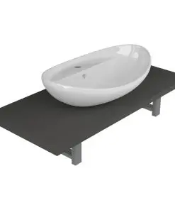 vidaXL Two Piece Bathroom Furniture Set Ceramic Grey
