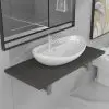 vidaXL Two Piece Bathroom Furniture Set Ceramic Grey