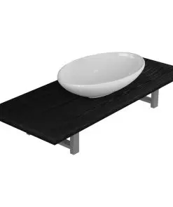 vidaXL Two Piece Bathroom Furniture Set Ceramic Black