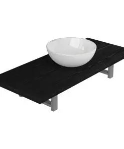 vidaXL Two Piece Bathroom Furniture Set Ceramic Black