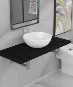 vidaXL Two Piece Bathroom Furniture Set Ceramic Black