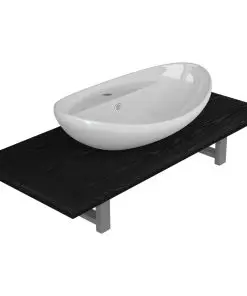 vidaXL Two Piece Bathroom Furniture Set Ceramic Black