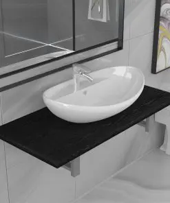 vidaXL Two Piece Bathroom Furniture Set Ceramic Black