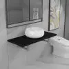 vidaXL Two Piece Bathroom Furniture Set Ceramic Black vidaXL Two Piece Bathroom Furniture Set Ceramic Black