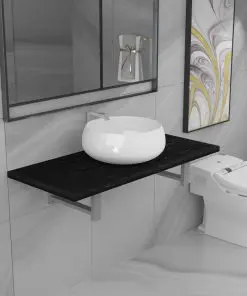 vidaXL Two Piece Bathroom Furniture Set Ceramic Black