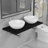 vidaXL Three Piece Bathroom Furniture Set Ceramic Black
