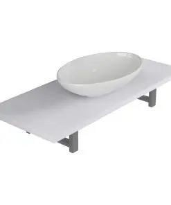 vidaXL Two Piece Bathroom Furniture Set Ceramic White