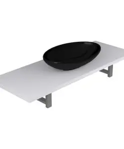 vidaXL Two Piece Bathroom Furniture Set Ceramic White