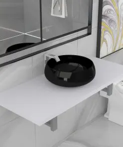 vidaXL Two Piece Bathroom Furniture Set Ceramic White