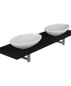 vidaXL Three Piece Bathroom Furniture Set Ceramic Grey