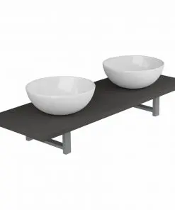 vidaXL Three Piece Bathroom Furniture Set Ceramic Grey