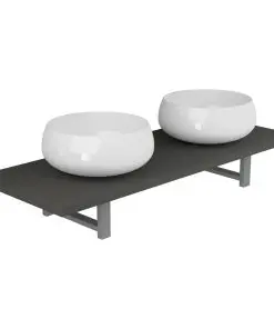 vidaXL Three Piece Bathroom Furniture Set Ceramic Grey