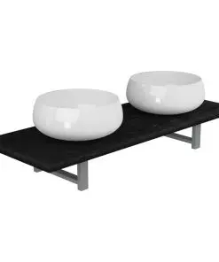 vidaXL Three Piece Bathroom Furniture Set Ceramic Black