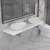 vidaXL Three Piece Bathroom Furniture Set Ceramic White