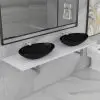 vidaXL Three Piece Bathroom Furniture Set Ceramic White