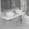 vidaXL Three Piece Bathroom Furniture Set Ceramic White