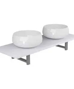 vidaXL Three Piece Bathroom Furniture Set Ceramic White