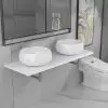 vidaXL Three Piece Bathroom Furniture Set Ceramic White