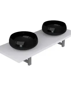 vidaXL Three Piece Bathroom Furniture Set Ceramic White