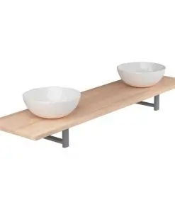 vidaXL Three Piece Bathroom Furniture Set Ceramic Oak