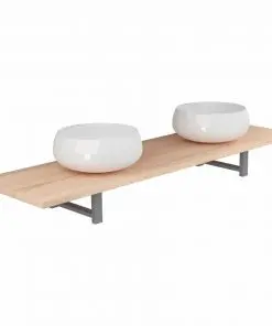 vidaXL Three Piece Bathroom Furniture Set Ceramic Oak