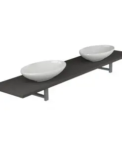 vidaXL Three Piece Bathroom Furniture Set Ceramic Grey