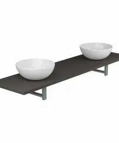 vidaXL Three Piece Bathroom Furniture Set Ceramic Grey