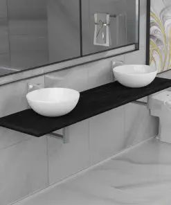 vidaXL Three Piece Bathroom Furniture Set Ceramic Black